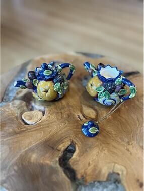 Hand-Painted Ceramic Miniature Teapot Candle Holder by Nini